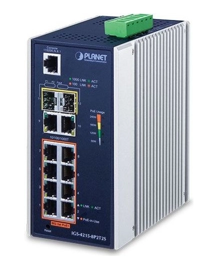 Коммутатор PLANET (IGS-4215-8P2T2S) 8x10/100/1000T 802.3at PoE + 2x100/1000X SFP Managed Switch