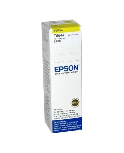 Чернила Epson L100/L200/L110/L120/L1300/L210/L222/L300/L312/L350/L355/L362/L456/L550/L555/L566 (O) C13T66444A/C13T664498, Yellow, 70ml