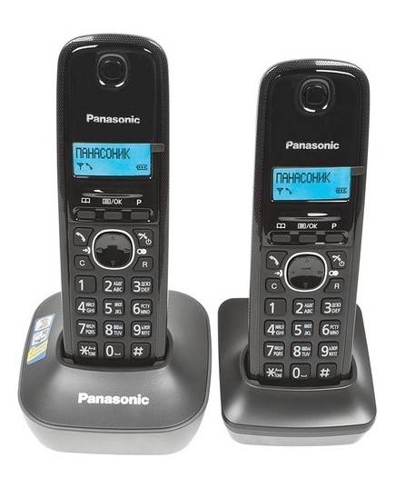 Радиотелефон Dect Panasonic KX-TG1612RUH темно-серый (труб. в компл.2шт) АОН