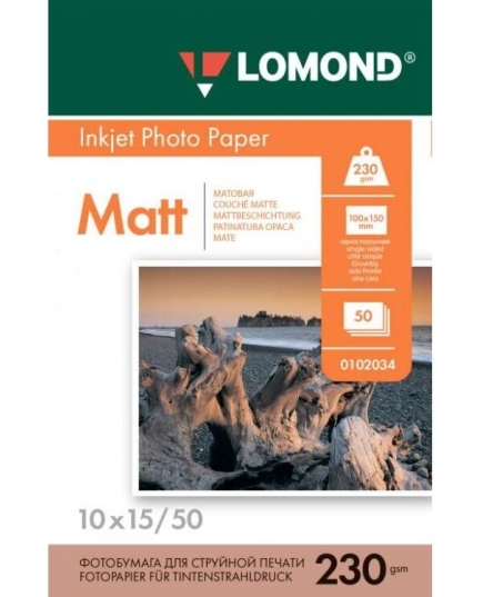 Фотобумага Lomond 0102034 10x15, 230г, м2, 50л., белый матовое для струйной печати