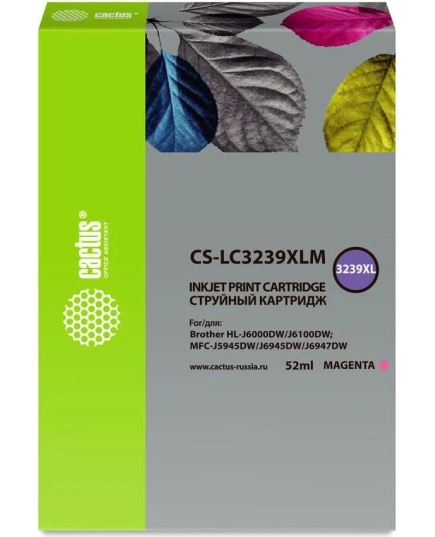 Картридж Cactus CS-LC3239XLM пурпурный струйный (52мл) для Brother HL-J6000DW/J6100DW