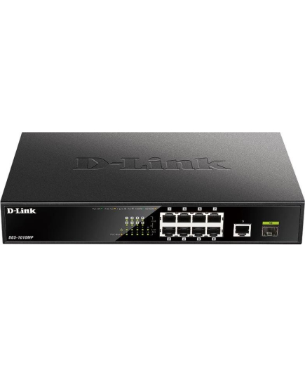 Коммутатор D-Link DGS-1010MP/A1A 9G 1SFP 8PoE 125W неуправляемый