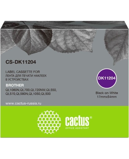 Картридж Cactus DK-11204 (CS-DK11204) черный ленточный для Brother P-touch QL-500, QL-550, QL-700, QL-800