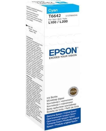 Чернила Epson L100/L200/L110/L120/L1300/L210/L222/L300/L312/L350/L355/L362/L456/L550/L555/L566 (O) C13T66424A, Cyan, 70ml