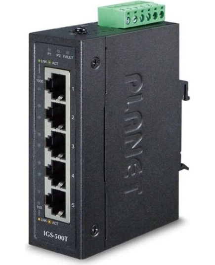 Коммутатор PLANET IGS-500T IP30 Compact size 5-Port