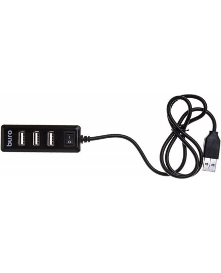 Разветвитель USB 2.0 Buro BU-HUB4-0.5L-U2.0 4порт. черный