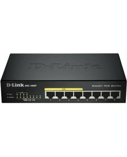 Коммутатор D-Link (DGS-1008P/F1A) 8G 4PoE 80W неуправляемый