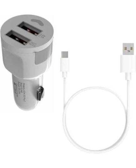 АЗУ Maxvi CCM-212 Plus M, white, 2.1A, 2USB, кабель microUSB