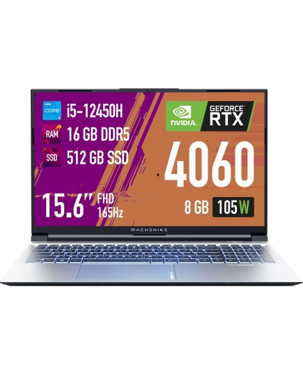 Ноутбук Machenike L15 Air Star (JJ00GM00FRU) 15.6" Intel Core i5 12450H 2.0 ГГц 8 ядер 16 ГБ DDR5 512 ГБ SSD M.2 Nvidia Geforce RTX4060 (8 ГБ) DOS