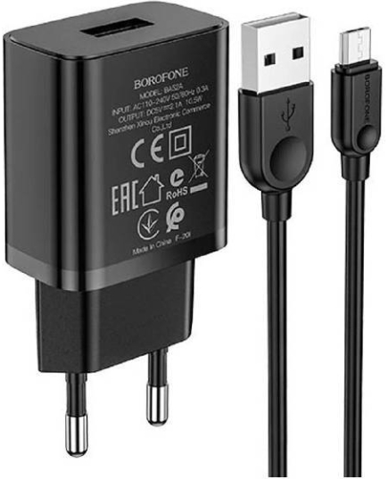 СЗУ Borofone BA52A 1USB 2.1A для Type-C 1м (Black)