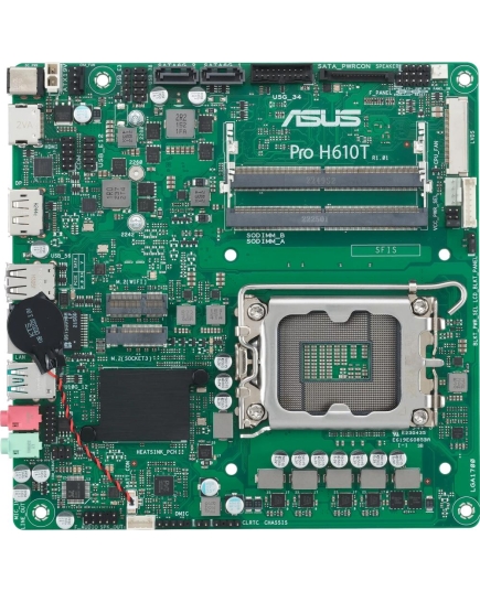 Материнская плата ASUS Pro H610T-CSM (90MB1G60-M0EAYC), LGA1700, H610, 2*DDR5, DP+HDMI, 2 SATA 6.0, M.2, USB 3.2, USB 2.0, mITX