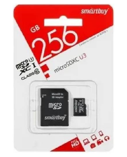 Карта памяти Smartbuy micro SDXC 256 Gb Class 10 UHS-1 (с адаптером SD)