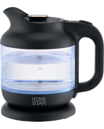 Чайник HomeStar HS-1056 (1,2 л), стекло, пластик, черный 107840-SK