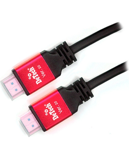 Кабель DeTech HDMI A-A v2.0 4K 19+1, плоский, черный с красным цвет, 1.5м