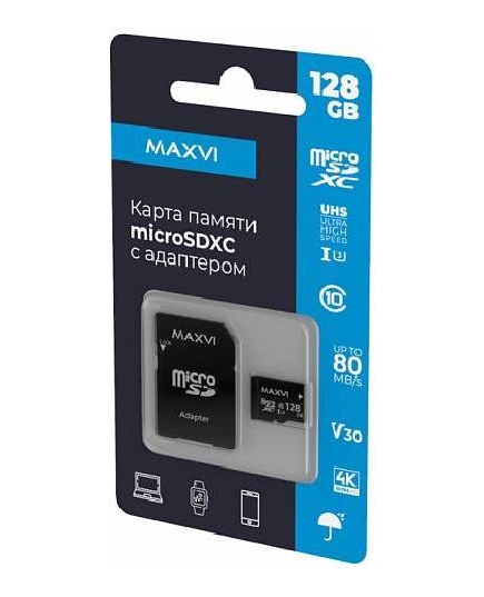 Карта памяти Maxvi microSDXC 128GB, class 10, UHS-I (3), V30