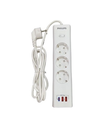 Сетевой фильтр USB 20W Philips 3*3m White (CHP4336WB/51)