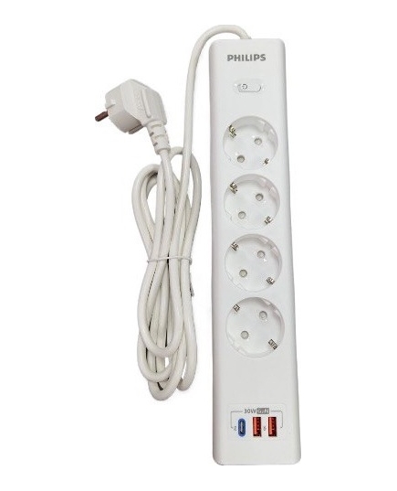 Сетевой фильтр USB 30W Philips 4*2m White (CHP8246WA/51)