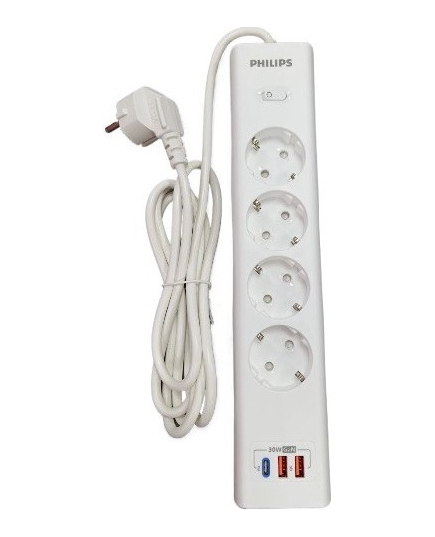 Сетевой фильтр USB 30W Philips 4*3m White (CHP8246WB/51)