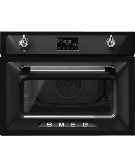 Духовой шкаф SMEG SO4902M1N компактный многофункциональный, комбинированный с микроволновой печью, ширина 60см, высота 45см