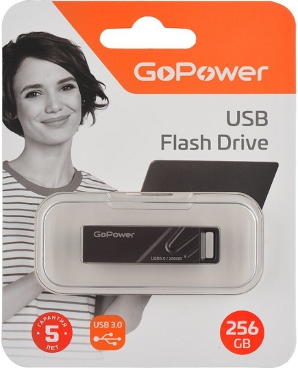 Флеш-накопитель GoPower TITAN 256GB USB3.0 металл черный графит (1/50/1000)