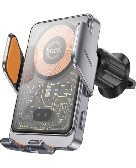 Автомобильный держатель Hoco HW7 Transparent Discovery Edition wireless fast charging (metal gray)