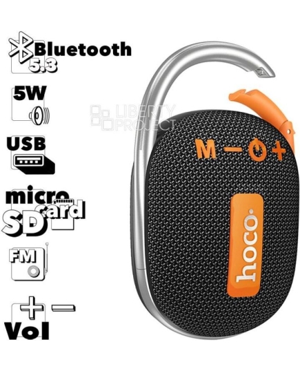 Колонка портативная HOCO HC17 Easy, TF, USB, AUX, TWS, FM, Bluetooth 5.3, пластик, емкость аккумулятора: 500 мАч, цвет: чёрный (1/60)