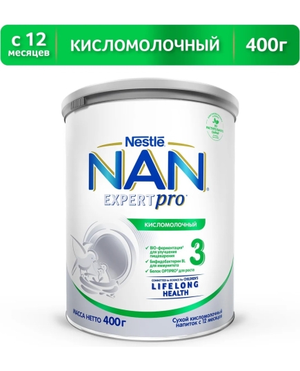 Детская смесь молочная сухая Nestle NAN ExpertPro 3 Кисломолочный от 12 месяцев 400 г (7613033469459)