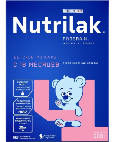 Детская смесь молочная сухая Nutrilak Premium 4 от 18 месяцев 600 г (4600490620953)