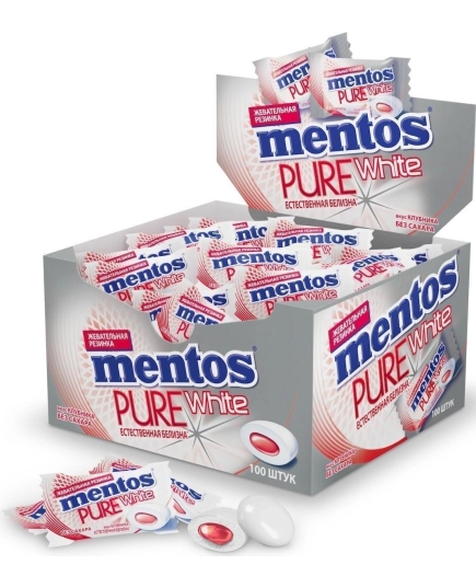 Жевательная резинка Mentos Pure White Клубника 2 г (46226624)