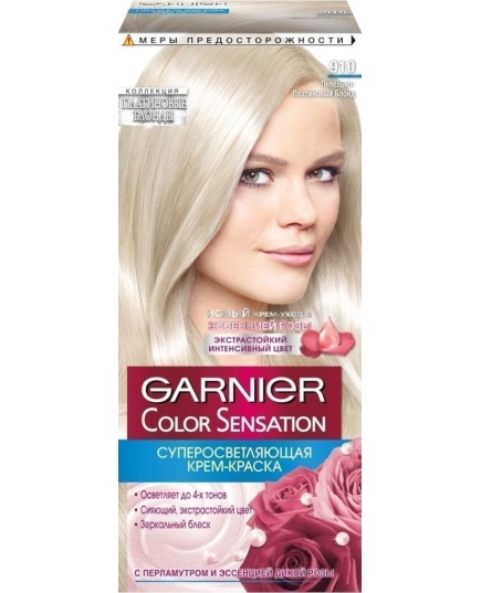 Стойкая питательная крем-краска для волос Garnier Color Sensation оттенок 910 ПепельнПлатиновый Блонд (3600541913363)