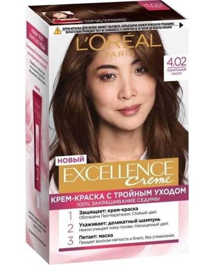 Стойкая крем-краска для волос L'Oreal Paris Excellence Creme оттенок 4.02, Пленительный каштан (3600523781348)