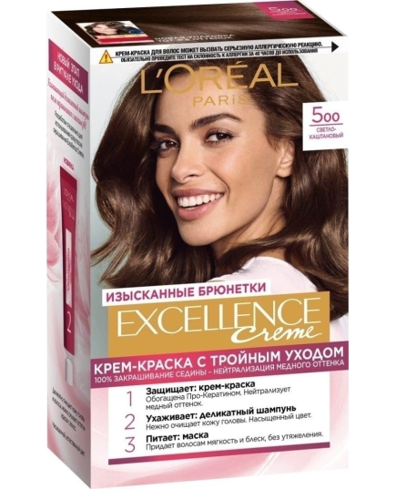 Стойкая крем-краска для волос L'Oreal Paris Excellence Creme оттенок 5.00 48 мл (3600523781126)