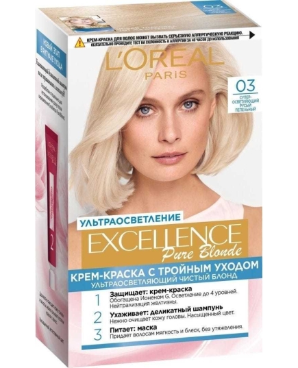 Стойкая крем-краска для волос L'Oreal Paris Excellence Creme с тройной защитой 03 - Супер-осветляющий русый пепельный 176мл (3600523781157)