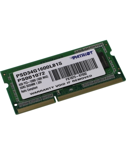 Оперативная память SO-DIMM DDR3 4 ГБ Patriot Signature (PSD34G1600L81S)