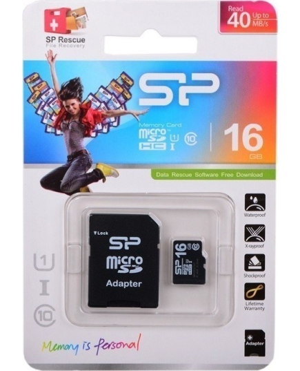 Карта памяти microSDHC 16 ГБ SiliconPower (SP016GBSTH010V10SP)