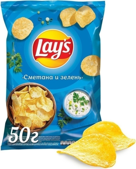 Чипсы картофельные Lay's со вкусом Сметана и зелень 50 г (4690388107772)