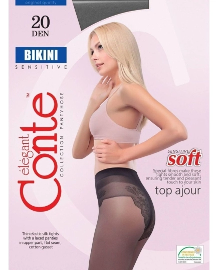 Колготки с имитацией ажурных трусиков Conte BIKINI 20 (8С-34СП), Grafit