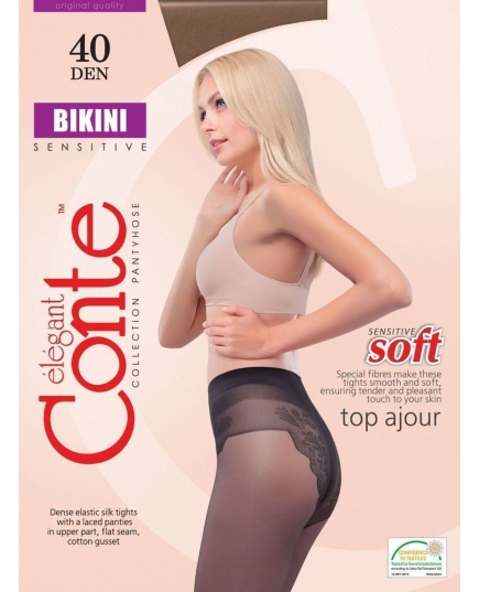 Колготки с имитацией ажурных трусиков Conte BIKINI 40 Lycra® (8С-47СП), Цвет: Shade, Размер: 2