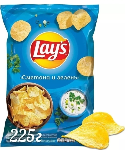 Чипсы картофельные Lay's со вкусом Сметана и зелень 225 г (4690388105921)