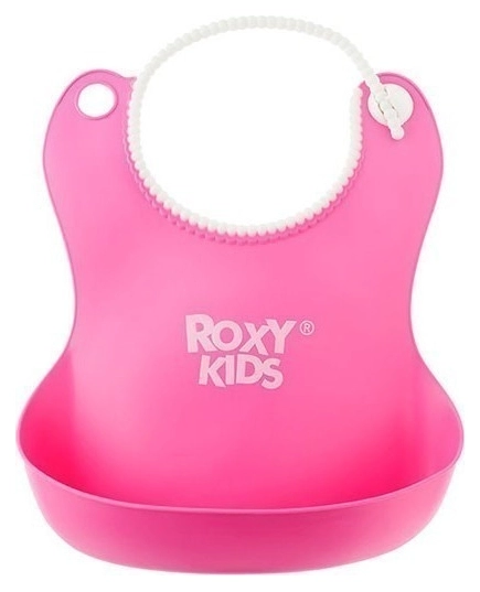 Нагрудник ROXY-KIDS мягкий с кармашком и застежкой, розовый