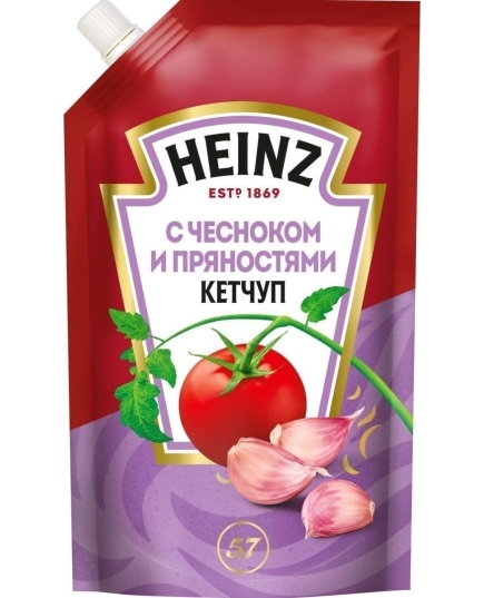 Кетчуп томатный Heinz С чесноком и пряностями 320 г (4601674084813)