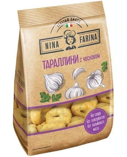 Сушки Тараллини Nina Farina с чесноком 180 г (4620017453536)