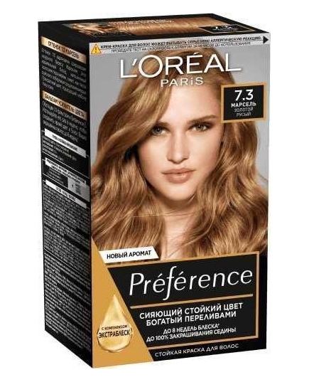 Краска для волос L'Oreal Paris Preference 7.3 Марсель, Золотой русый (3600523878093)