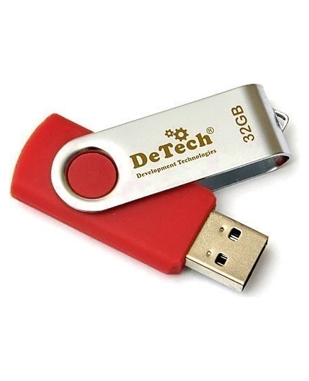 Флеш-накопитель USB2.0 Flash DeTech 32GB Swivel Red