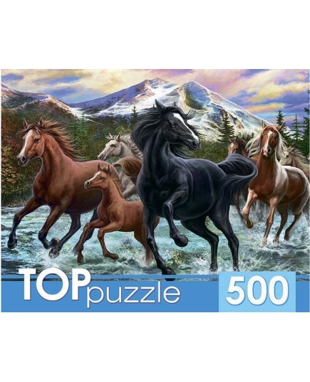 TOPpuzzle. ПАЗЛЫ 500 элементов. ХТП500-6812 Табун лошадей в горах