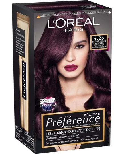 Краска для волос L'Oreal Paris стойкая Preference, 4.26, Благородная слива