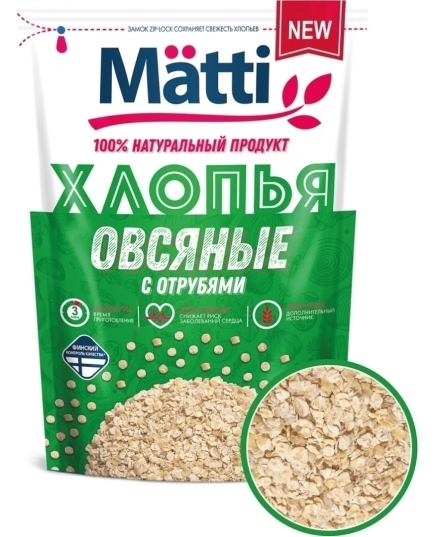 Хлопья овсяные с отрубями Matti 400 г (4610007391689)