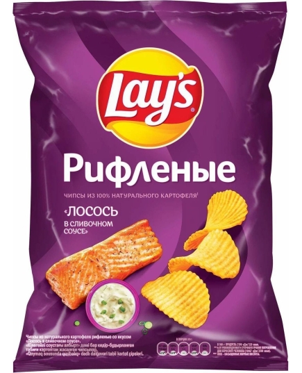 Чипсы Lay's Рифленые Лосось в сливочном соусе картофельные 140 г