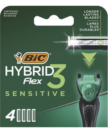 Сменные картриджи для бритья (лезвия) мужские BIC Flex 3 Hybrid Sensitive 4 шт