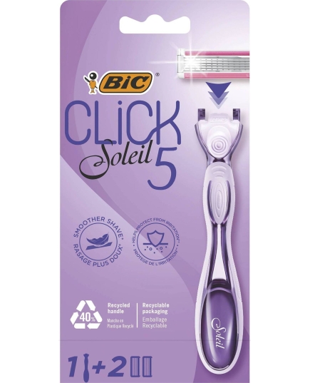 Станок для бритья Bic, Click Soleil 5, для женщин, 5 лезвий, 2 сменные кассеты